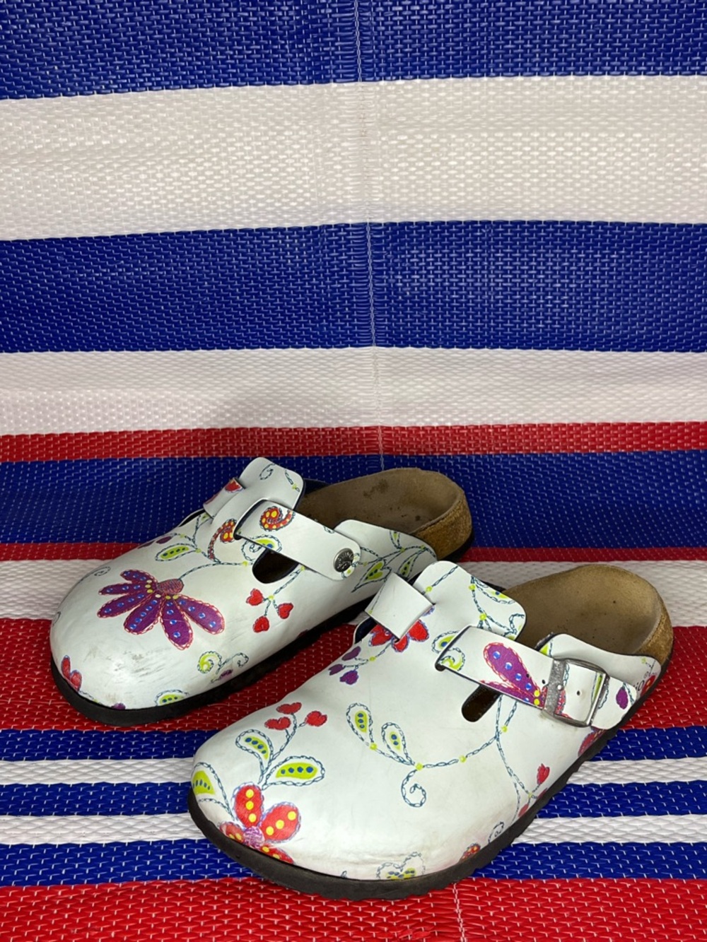 Floral Birkenstock Papillio Boston Clogs Shoes - Women’s Size 7 Sandals - Picture 9 of 12